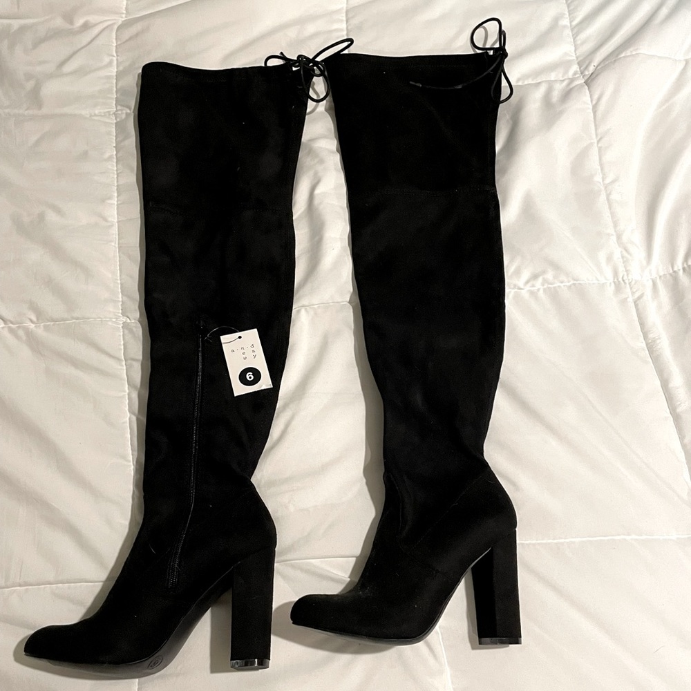 Thigh High Black High Heel Boots